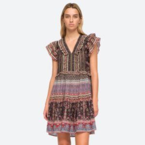 SEA NY Brooke Border Flutter Sleeve Tunic Dress- Size Large